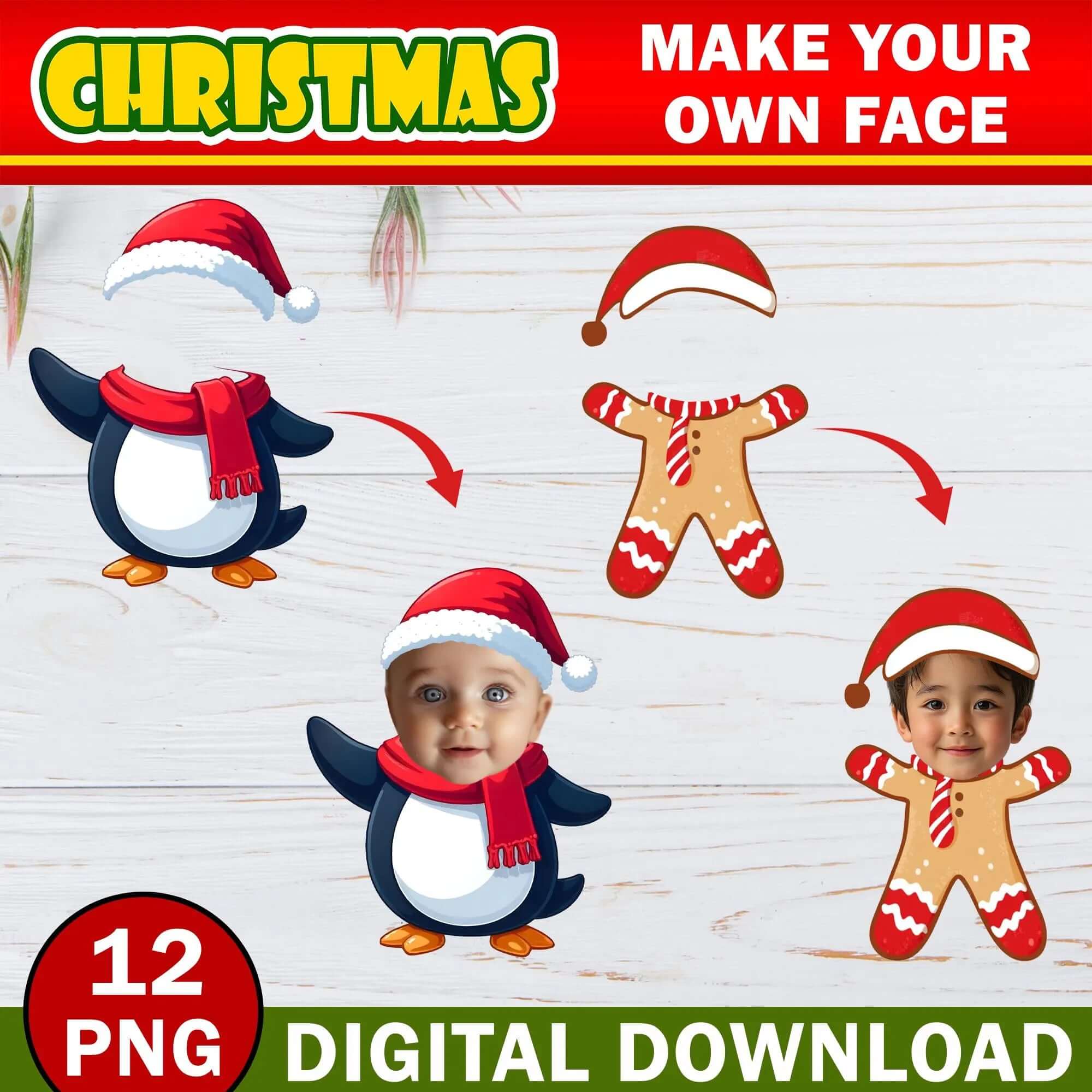 christmas add your own photo face mega bundle